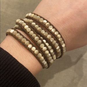 Chan Luu Leather & Pearl Wrap Bracelet